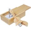 Meiyuexiang Chiavetta USB in legno di acero a forma di chitarra in scatola di legno Bamboo wood 2.0/64GB