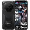 Blackview Fort 1 Rugged Smartphone, 18GB+256GB/TF 2TB Telefono Al, 6.56 HD+90Hz, 16MP+8MP, 10000mAh Telefono indistruttibile, Android 15, Doppia SIM 4G, WiFi 5, IP68/IP69K, NFC, OTG, GPS, Nero
