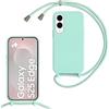 FERLAN Custodia per Samsung Galaxy S25 Edge Cover con Cordino,Menta verde | Custodia con Laccio Collana Tracolla Regolabile Sottile Silicone Morbido TPU Bumper Antiurto AntiGraffio Protettiva Case