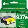 HALLOLUX 937e 937XL - Cartucce d'inchiostro con chip, compatibili con stampanti HP 937e 937, per stampanti HP OfficeJet Pro 9120 9122 9123 9132 9133 9120b 9130b 9120e 9122e (confezione da 4, nero, ciano