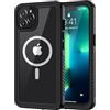 Lanhiem Cover per iPhone 13 Pro IP68 Impermeabile Magnetica Antiurto Nero | Custodia magnetica ricarica wireless,protezione outdoor completa,impermeabile,antipolvere e antischiizzi,ideale per cantieri