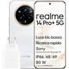 realme 14 Pro+ 5G Android Smartphone 8+256GB, Fotocamera Sony IMX896 OIS, IP69,Design cangiante,Display 6,83 120Hz, Batteria 5260mAh, Con adattatore, Colore Bianco