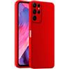 HULLIN Custodia per Telefono in Silicone Colorato, Adatta per Samsung Galaxy S22 Ultra (6.8) - Rosso Cina