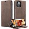 KZB Cover Libro per iPhone 14, Portafoglio Magnetica in Pelle | 2 Slot Carte, Pelle PU Premium, Kickstand, Flip Case, Antiurto Protezione, Wallet Custodia per iPhone 14, Caffè
