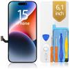 bokman Schermo per iPhone 15 LCD Display | Display FHD, facile da sostituire, alta risoluzione, kit di strumenti completo. FACE ID e TRUE TONE programmabili