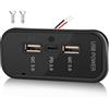 Gibbab 72W 3 Porte 12V RV Porta USB, 36 W PD3.0 Ricarica rapida Tipo-C + Doppia 18W QC3.0 Pannello USB A Montaggio a Parete Caricabatteria per Auto Presa Multiporta Automotive Adattatore Multiporta