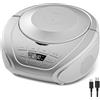 Gueray Lettore CD portatile Boombox con altoparlanti e Radio Argento