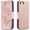 AIFILLE Compatibile con Cover iPhone SE 2020 Portafoglio Donna Farfalla Oro Rosa in PU Pelle Custodia a Libro iPhone SE 2020 Porta Carte di Credito Flip Antiurto Protezione Accessori per Cellulari