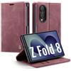 Ottcooed Cover per Samsung Galaxy Z Fold 8 Custodia, Cover Pellicola a Libro Portafoglio in Pelle Porta Carte Protettiva Slot per Scheda Flip Case Wallet Case Con Samsung Galaxy Z Fold 8, Rosso vino