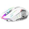 Wowssyo Mouse senza fili, illuminazione RGB, tasto laterale, ergonomico, Bluetooth, 1200-2400-3600 DPI, per PC, laptop, computer, bianco