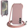 WenBaby Cover Compatible con Samsung Galaxy S25,Cellulare Girocollo Custodia con Cordino TPU Corda Silicone Case Bumper per Samsung Galaxy S25 Custodia, Rosa sabbia