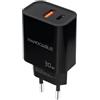 Nano Cable NANOCABLE 10.10.2012 - Caricatore USB-C PD e USB-A QC 30W, doppia porta per ricarica rapida, compatto e compatibile, colore nero