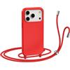 N NEWTOP Cover CV35 Compatibile iPhone 17 Pro, Custodia TPU Silicone Semi Rigido Case Liscia Guscio Laccio Tracolla Cellulare Girocollo Collana Protettiva Anti Urto Laccetto Regolabile (Rosso)