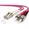 1aTTack.de 1x 3m OM4 LWL DX DUPLEX cavo patch LC/UPC - ST/UPC MM MULTIMODALE - 50/125 µm LSZH viola