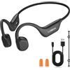 LOBKIN Cuffie Conduzione Ossea,Cuffie Wireless Bluetooth 6.0 Open Ear, Auricolari Conduzione Ossea IPX6 Impermeabili,Connessione a Doppio Dispositivo con Mic,Auricolari Sportive per Ciclismo (Nero)