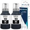 LCL 103 Inchiostro Alta capacità Compatibile con Epson 103 Nero(2-Pack) | Flacone di Inchiostro Compatible con EPSON EcoTank L1110 L1210 L1250 L3100 L3101 L3110 L3111 L3150 L3151 L3156 L3160 L3210