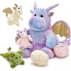 MorisMos Peluche Drago Gigante con Cuccioli, Realistico Draghi Pupazzo Giocattolo di Peluche Animali Morbido Kawaii, Carino Regalo Natale per Bambini Ragazza Ragazzo Compleanno
