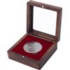 FINGERINSPIRE Scatola Portamonete in Legno con Inserto Magnetico Rosso e Finestra Trasparente in Acrilico, 9x9x3.9cm Porta Monete Quadrato Diametro Interno 45mm per Monete da Collezione
