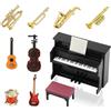 Neerow 11 strumenti in miniatura, casa delle bambole, mini strumento musicale, modello 1:12, pianoforte, violino, chitarra elettrica, tromba, sassofono per decorazione della casa delle bambole, mini camera