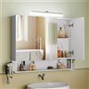 VASAGLE Specchio Bagno Contenitore con Luce, 3 Ante, Mobiletto da Appendere con Presa, 90 x 16,5 x 75 cm, Bianco, Armadietto Bagno Salvaspazio, Collezione DACEY BBK136W01