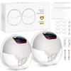 AMIPOW Tiralatte Elettrico Indossabile 4 Modalità e 15 Livelli Tiralatte Portatile con Display a LED, Senza BPA, Elettrico a Mani Libere con Flange da 18/20/22/24 mm (2 Pezzo)