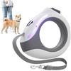 Hperu Guinzaglio per cani retrattile con torcia ricaricabile, guinzaglio per cani con manico rotondo da 118 pollici con serratura, luce respiratoria ergonomica per di taglia piccola e media - per ca