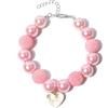 RayMinsino Collana con ciondolo a forma di cuore rosa con ciondolo a forma di orsacchiotto per animali domestici, accessori per cani di piccola e media taglia (24,9-32 cm)