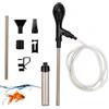PORFOYO Aspiratore per acquario, pulitore per ghiaia, detergente per pavimenti e cambio acqua, con pompa e valvola del tubo, 3 accessori, tubo da 2 m e supporto per tubo per una facile pulizia di ghiaia e