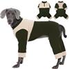 Kuoser Maglione per cani in pile, caldo pigiama intero per cani con 4 gambe, per cani XL, morbido body invernale elasticizzato per cani con cerniera sul collo e coulisse regolabile, verde, XL