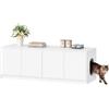 Fobyfurny Mobile Lettiera per 2 Gatti, 120 x 50 x 51,5 cm, Bianco | Mobile Nascosto per Lettiera con Ante Apribili a Pressione e Fori di Ventilazione, Casetta in Legno per Gatti FPCB203PW1