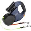 Shanrya Pet Walking Flessibile allungabile automatico Dog Cat Trope Rope Doppio attacco a mano con luce a LED(Grigio scuro)