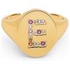 SINGULARU - Anello Personalizzato Signet Letter Colors. Ottone con Finitura Placcata Oro 18Kt. Anello con Motivo Lettera e Zirconi Colorati. Gioielli da Donna. Lettera E