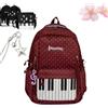 Qosneoun Zaino per pianoforte da donna, zaino a pois, novità giocoso stravagante carino Y2k zaino musicale a pois borsa in nylon, a-rosso, 1, Casual