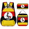 peiyeety Zaino da viaggio per laptop, zaino casual, zaino con bandiera dell'Uganda, set di zaini con porta pranzo e borsa per il trucco