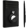 Hawanik Portafoglio sottile minimalista con tasca frontale Air Tag Portafoglio sottile porta carte, Vera pelle Nero, Minimalista, Minimalista
