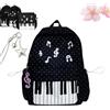 Qosneoun Zaino per pianoforte da donna, zaino a pois, novità giocoso stravagante carino Y2k zaino musicale a pois borsa in nylon, B-nero, 1, Casual