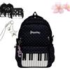 Qosneoun Zaino per pianoforte da donna, zaino a pois, novità giocoso stravagante carino Y2k zaino musicale a pois borsa in nylon, A-Nero, 1, Casual
