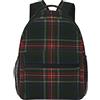 ANGYANG Zaino casual Stewart nero moderno originale scozzese scozzese classico Bookbag resistente all'acqua borsa da scuola casual Daypack con tasche laterali