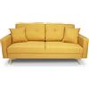 SAMIRA Divano 3 posti in tessuto vellutato giallo mod. Cloe (Giallo - tessuto - piede oro)