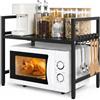 Daitore Scaffale per microonde, allungabile, da cucina, piano di lavoro, per microonde, forno, macchina da caffè, stabile, nero