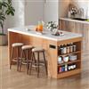 Kelodan Isola da cucina, 155 x 80 x 90 cm, blocco da cucina con piano di lavoro da 40 mm, 3 ripiani aperti, isola da cucina moderna per cucina e sala da pranzo, naturale + bianco