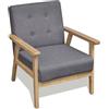 Festnight Poltrona Moderna Schienale con Braccioli Telaio in Legno e Rivestimento in Tessuto Grigio per Soggiorno e Salotto,Poltrona in Tessuto,Poltrona da TV,Poltrona da Salotto 64,5x67x73,5 cm