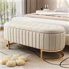 Rosebibi Valigetta per dormire e poggiapiedi, 120 x 40 cm, poggiapiedi imbottito con vano portaoggetti, panchina, tessuto di velluto (beige)