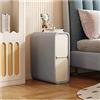 BAUBUY Comodino stretto con 2 cassetti Comodino in pelle in microfibra Tavolino da divano sottile minimalista per piccoli spazi Mobili per camera da letto