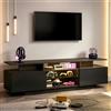 MOHUANG Mobile TV lucido, 160 x 40 x 45 cm, supporto TV con 2 armadi, moderno centro di intrattenimento TV con 8 ripiani, MDF, TV da 70 pollici, nero