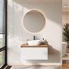 Planetmöbel Arisa - Set di mobili da bagno, composto da lavandino da 80 cm con mobiletto alla base in oro rovere bianco con specchio NOVA, lavabo 42 cm bianco, incluso sifone salvaspazio
