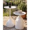 Ginhow Tavolino da Divano Laterale Set di 2 Tavolino Salotto Piccolo Bianco | Tavolini Rotondi Metallo Bianco Tavolo Basso Salotto Esterno & Interno Tavolo da Caffè Side Table White, Alto 42+60 cm