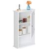 Relaxdays Pensile Bagno, Mobiletto da Parete Salvaspazio, 3 Scomparti, Porta a Lamelle, Multiuso, Legno, Bianco