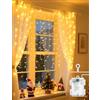 Aigostar Tenda di Luci 3x5m, 100 Luci LED a Batteria, 8 Modalità IP44 Impermeabile per Decorazione Natalizia, Interni ed Esterni, Camera da Letto (Bianco Caldo)