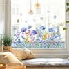 Joeyan Fiori Adesivi per Finestre,Primavera Estate Vetrofanie Grandi Removibili,Stickers Riutilizzabili con Ortensie Blu Farfalle,Adesivi Statici a Doppio Lato Decor per Casa Ufficio Vetrine,60×30cm
